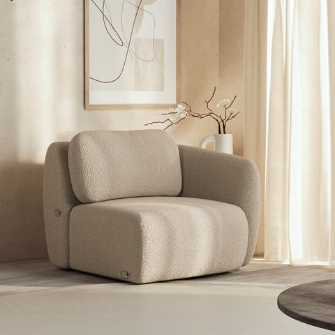 Sofá Modular 80cm com Braço Direito Orla CabeCasa MadeiraOriginals Dourado Areia