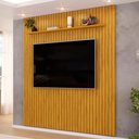Ver imagem 5 de Painel Ripado para Tv 75 Pol Sala Quarto 223x240cm Lexa D05 Cedro - Lyam Decor