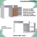Ver imagem 3 de Escrivaninha Multiuso 01porta 03nichos 135cm Branco Mel Proddy Branco Mel
