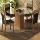 Ver imagem 1 de Conjunto Sala de Jantar Madesa Ana Mesa Tampo de Vidro Redondo 4 Cadeiras - Rustic/preto