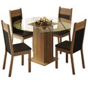 Ver imagem 2 de Conjunto Sala de Jantar Madesa Ana Mesa Tampo de Vidro Redondo 4 Cadeiras - Rustic/preto