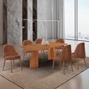 Ver imagem 1 de Conjunto de Mesa de Jantar Bia Tampo Laminado com 6 Cadeeiras Ester Marrom/Star Puce/Cinamomo
