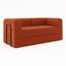 Sofá Cama de Espuma Modular Axel 180cm 03 Lugares com Apoio de Metal Bouclé Terracota - Desk Design - 1