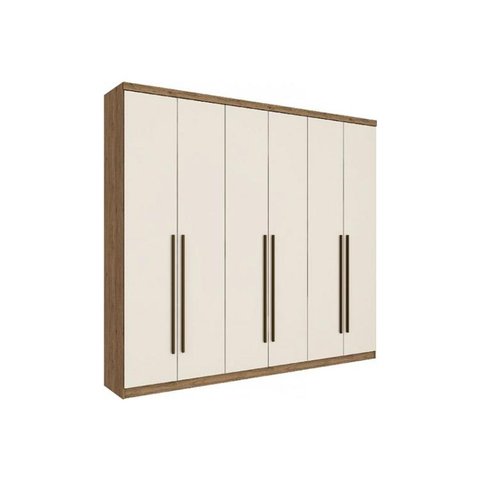 Guarda Roupa 6 Portas e 3 Gavetas Jade Rústico/Off White - Henn