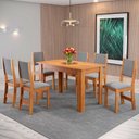 Ver imagem 1 de Mesa de Jantar 6 Lugares Isis Mel/veludo Cinza - Viero Móveis