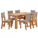 Ver imagem 2 de Mesa de Jantar 6 Lugares Isis Mel/veludo Cinza - Viero Móveis
