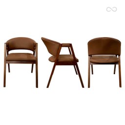 Kit 6 Cadeiras de Jantar com Braço Madeira Estofada Marrom Claro Ravena Ccs - 2