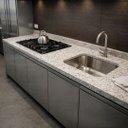 Ver imagem 1 de Pia Granito Marfim Arabesco 200cm Cuba Funda e Corte Cooktop: Marfim Arabesco