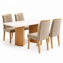 Ver imagem 2 de Conjunto Sala de Jantar 4 Lugares Retangular Tampo MDF 120x80cm Mesa Isla e Cadeiras Carol