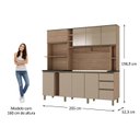 Ver imagem 3 de Cozinha 205cm MDF 15mm com Portas de Vidro Érica Marrom/Champagne/Rosé