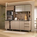 Ver imagem 1 de Cozinha 205cm MDF 15mm com Portas de Vidro Érica Marrom/Champagne/Rosé