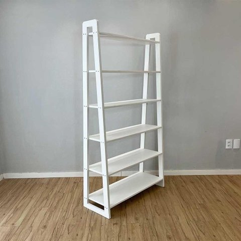 Estante Linea Ample sem Porta 6 Prateleiras Madeira Pinus 100cm Branco Artfactory Design