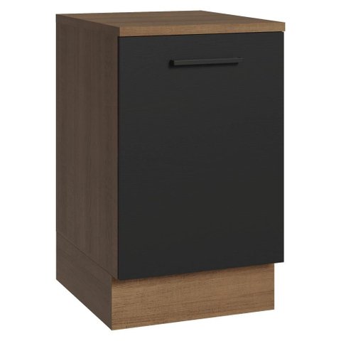 Balcão de Cozinha 50cm 1 Porta Rustic/preto Agata Madesa