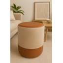 Ver imagem 5 de Puff Plus Banquinho Redondo Decorativo em Linho Base e Tampo Courino Bege/ Caramelo- Pc Móveis