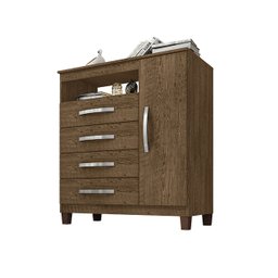 Kit Cômoda Sapateira 1 Porta 4 Gavetas Porto Belo Com Multiuso Cairo 2 Portas Malbec Clique Chique - 2