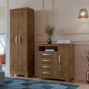 Ver imagem 1 de Kit Cômoda Sapateira 1 Porta 4 Gavetas e Multiuso 2 Portas Porto Belo Malbec