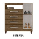Ver imagem 3 de Kit Cômoda Sapateira 1 Porta 4 Gavetas Porto Belo Com Multiuso Cairo 2 Portas Malbec Clique Chique