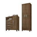 Ver imagem 1 de Kit Cômoda Sapateira 1 Porta 4 Gavetas Porto Belo Com Multiuso Cairo 2 Portas Malbec Clique Chique