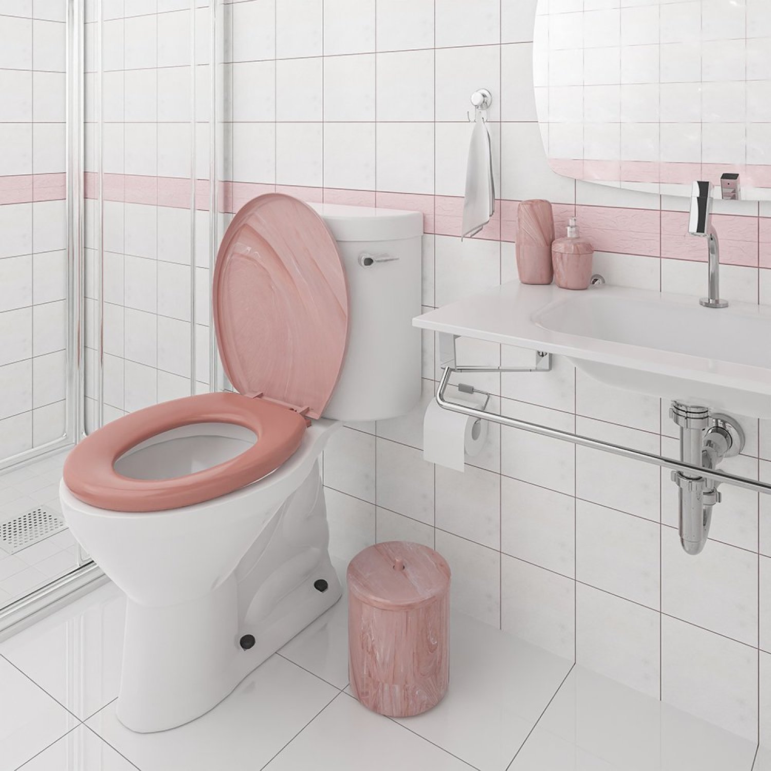 Assento Sanitário Oval Almofadado Marmorizado Astra - 6