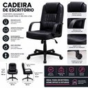 Ver imagem 3 de Cadeira de Escritório Presidente Ergonômica Couro Sintético Encosto Ajustável Trava Cor Preta Reimex
