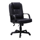 Ver imagem 1 de Cadeira de Escritório Presidente Ergonômica Couro Sintético Encosto Ajustável Trava Cor Preta Reimex