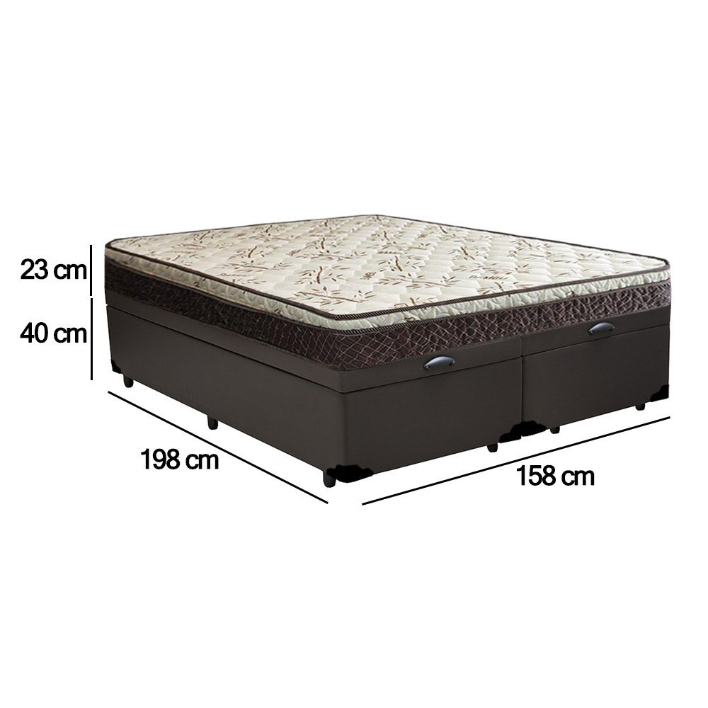 Cama Box Baú Queen Sintético Bipartido + Colchão Elegance Ortopédico Espuma D33 Extra Firme 158x198x - 4