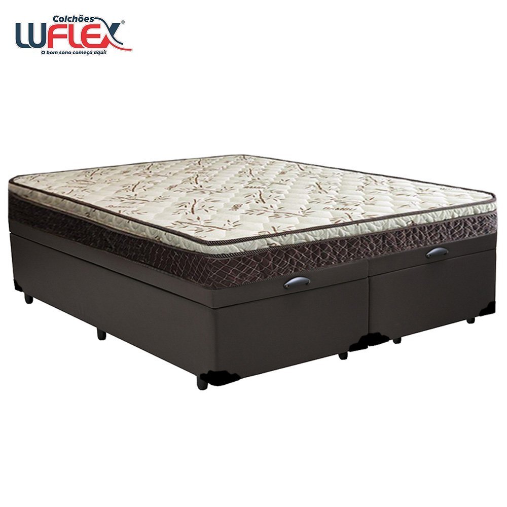 Cama Box Baú Queen Sintético Bipartido + Colchão Elegance Ortopédico Espuma D33 Extra Firme 158x198x - 6