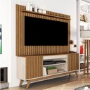 Ver imagem 1 de Rack com Painel para Tv até 65 Polegadas Malibu 2 Portas Ripado Off White/freijó - Giga Móveis