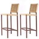 Ver imagem 3 de Banqueta Bistrô Balcao Gourmet Corda Nautica – Aço – Marrom e Bege - Kit 2