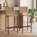 Ver imagem 1 de Banqueta Bistrô Balcao Gourmet Corda Nautica – Aço – Marrom e Bege - Kit 2