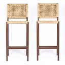 Ver imagem 2 de Banqueta Bistrô Balcao Gourmet Corda Nautica – Aço – Marrom e Bege - Kit 2