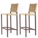 Ver imagem 3 de Banqueta Bistrô Balcao Gourmet Corda Nautica – Aço – Marrom e Bege - Kit 2