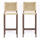 Ver imagem 2 de Banqueta Bistrô Balcao Gourmet Corda Nautica – Aço – Marrom e Bege - Kit 2