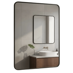 Espelho Retangular Grande Decorativo para Banheiro ou Sala com Moldura Preta Star - Édecasamóveis - 1