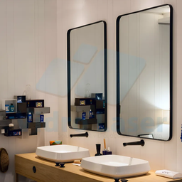 Espelho Retangular Grande Decorativo para Banheiro ou Sala com Moldura Preta Star - Édecasamóveis - 4