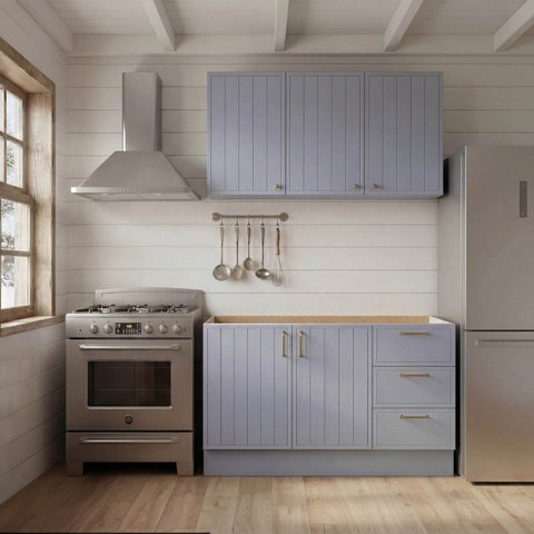 Cozinha Modulada 2 Peças sem Tampo Marselha CabeCasa MadeiraOriginals Azul/Sereno