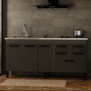 Ver imagem 1 de Gabinete de Cozinha 5 Gavetas 3 Portas 194cm Grande 100% MDF:Grafite