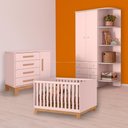 Ver imagem 1 de Conjunto Berço Mini Cama Slim, Cômoda Sapateira Slim e Guarda Roupa Rosa