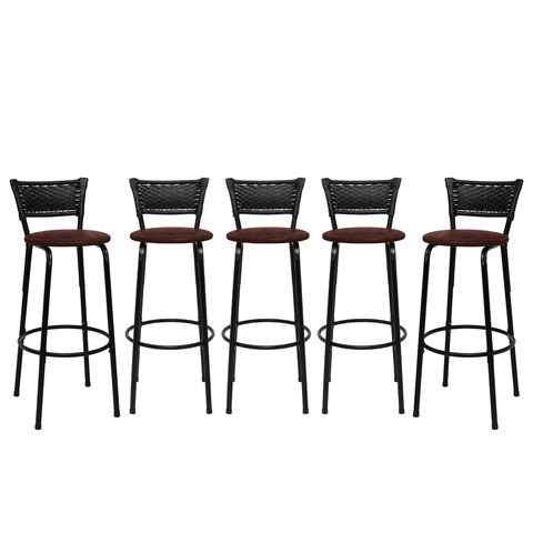 Kit 5 Banquetas para Bancada Banco Alto Junco Preto Balcão Cozinha Gourmet Bar Área de Lazer Piscina