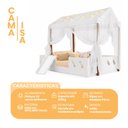 Ver imagem 2 de Cama Casinha Montessoriana Isa em MDF + LED + Voal + Escorregador + Colchão Casal Kids - Branco