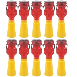 Sinalizador Solar Viario Cone Kit 10 Uni Iluminaçao Rua Rodovia Estrada Chuva Evita Acidentes Estaci