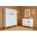 Ver imagem 1 de Guarda Roupa Infantil 4 Portas Cômoda Ane 100% Mdf Branco/carvalho