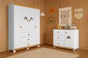 Ver imagem 1 de Guarda Roupa Infantil 4 Portas Cômoda Ane 100% Mdf Branco/carvalho