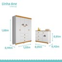 Ver imagem 4 de Guarda Roupa Infantil 4 Portas Cômoda Ane 100% Mdf Branco/carvalho