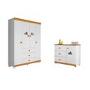Ver imagem 2 de Guarda Roupa Infantil 4 Portas Cômoda Ane 100% Mdf Branco/carvalho