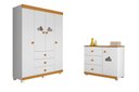 Ver imagem 2 de Guarda Roupa Infantil 4 Portas Cômoda Ane 100% Mdf Branco/carvalho