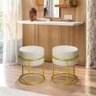 Puff Banqueta Decorativo Redondo Base de Argola de Ferro Dourado para Sala Quarto Recepção Provador  - 2