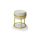 Ver imagem 1 de Puff Banqueta Decorativo Redondo Base de Argola de Ferro Dourado para Sala Quarto Recepção Provador 