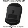 Mouse Óptico com Fio Usb 1200 Dpi para Computador Notebook Preto - 3
