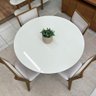 Mesa de Jantar Redonda 1,15m 4 Lugares Dalla Costa 100% Mdf Cor:off White com Freijó - 4